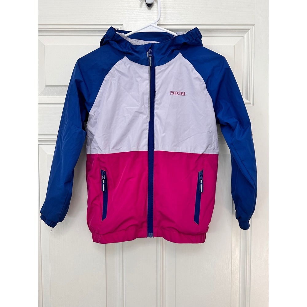 Pacific Trail Kids Colorblock Windbreaker Jacket Blue Pink White S 7/8 PUJ3558